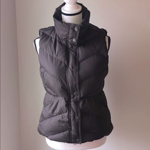 Jcrew chocolate brown feather puffer vest size S - Picture 1 of 7